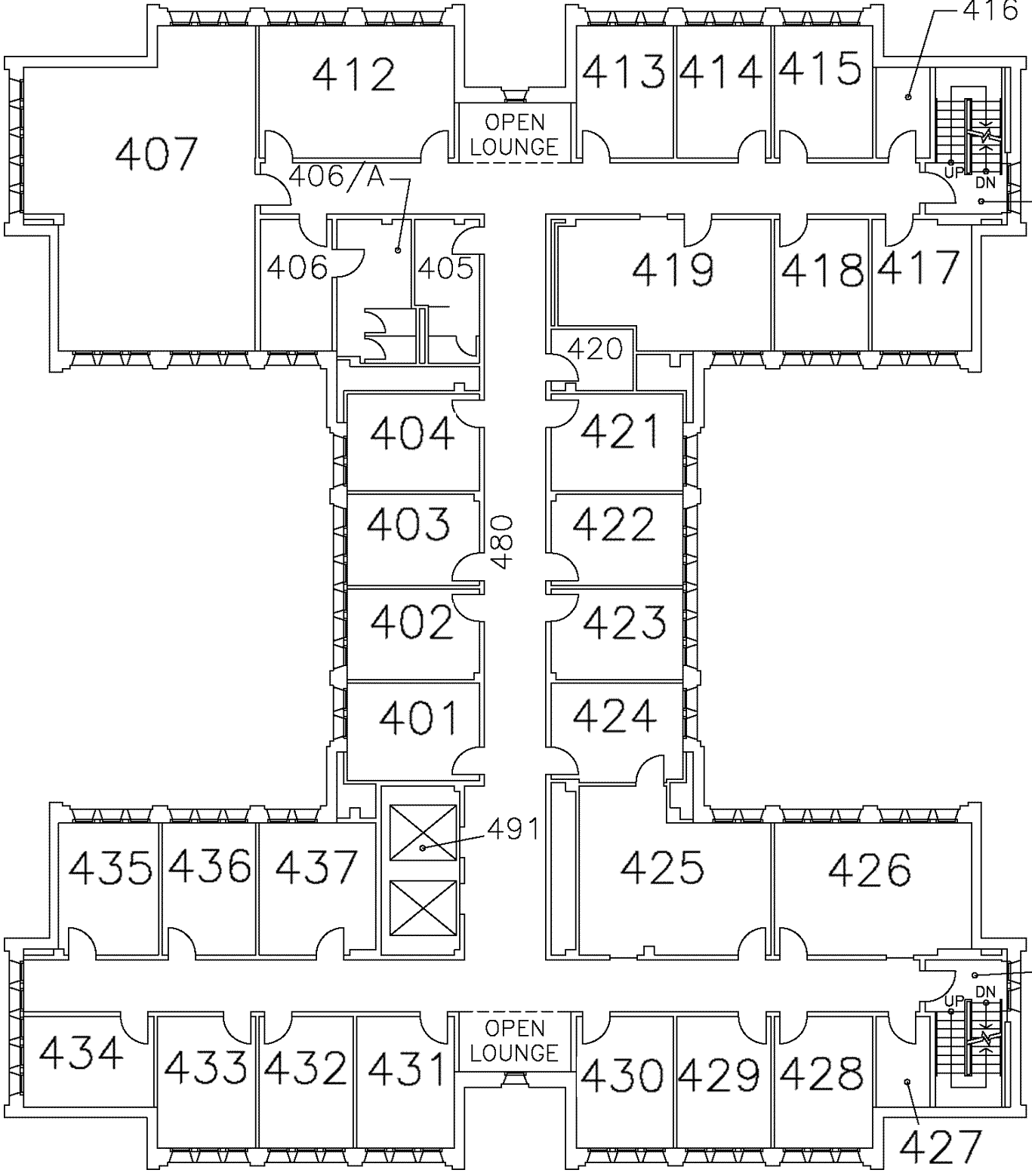 Chester New Hall - Fourth Floor Map