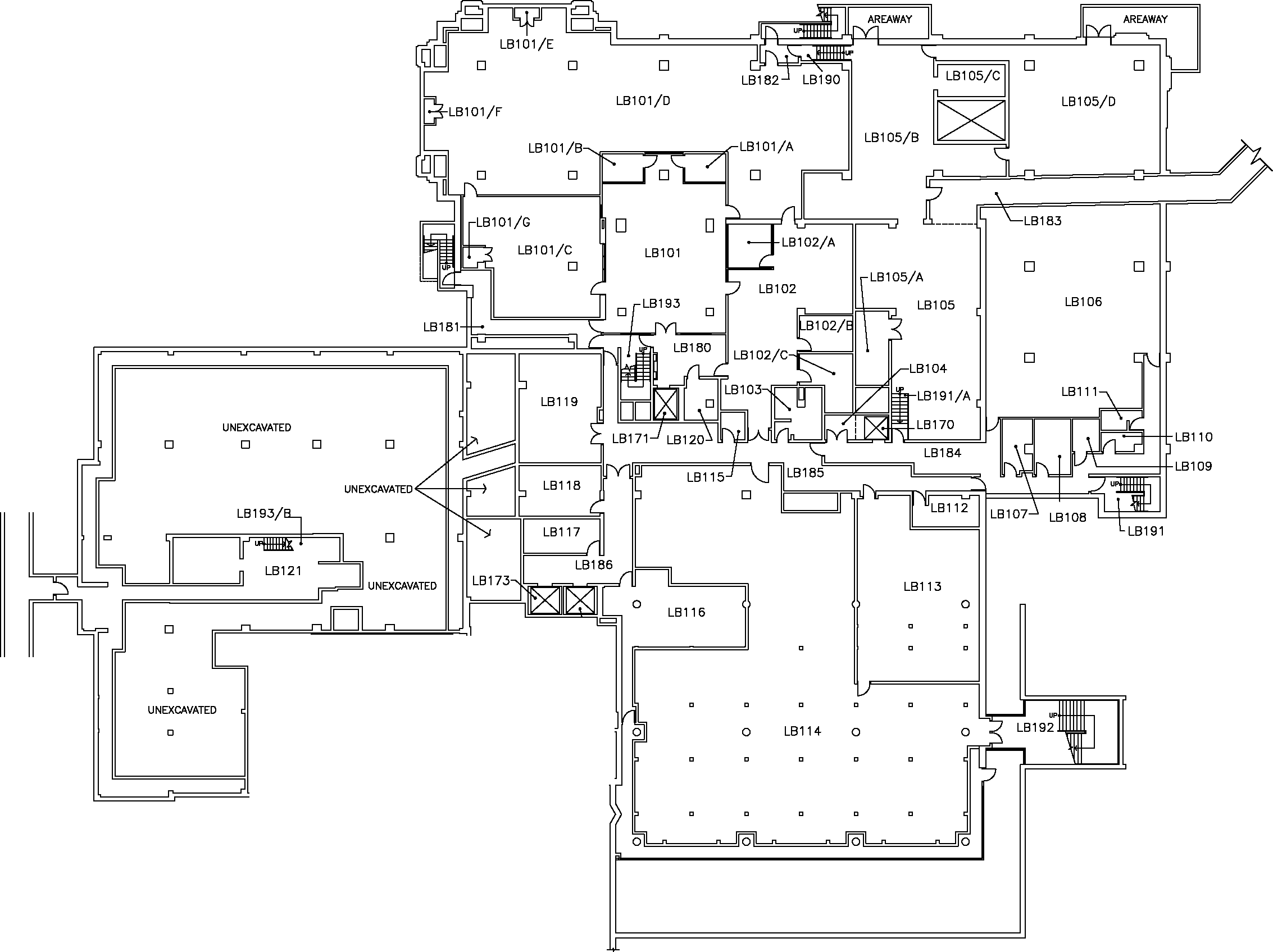 Mills Library - Basement Floor Map