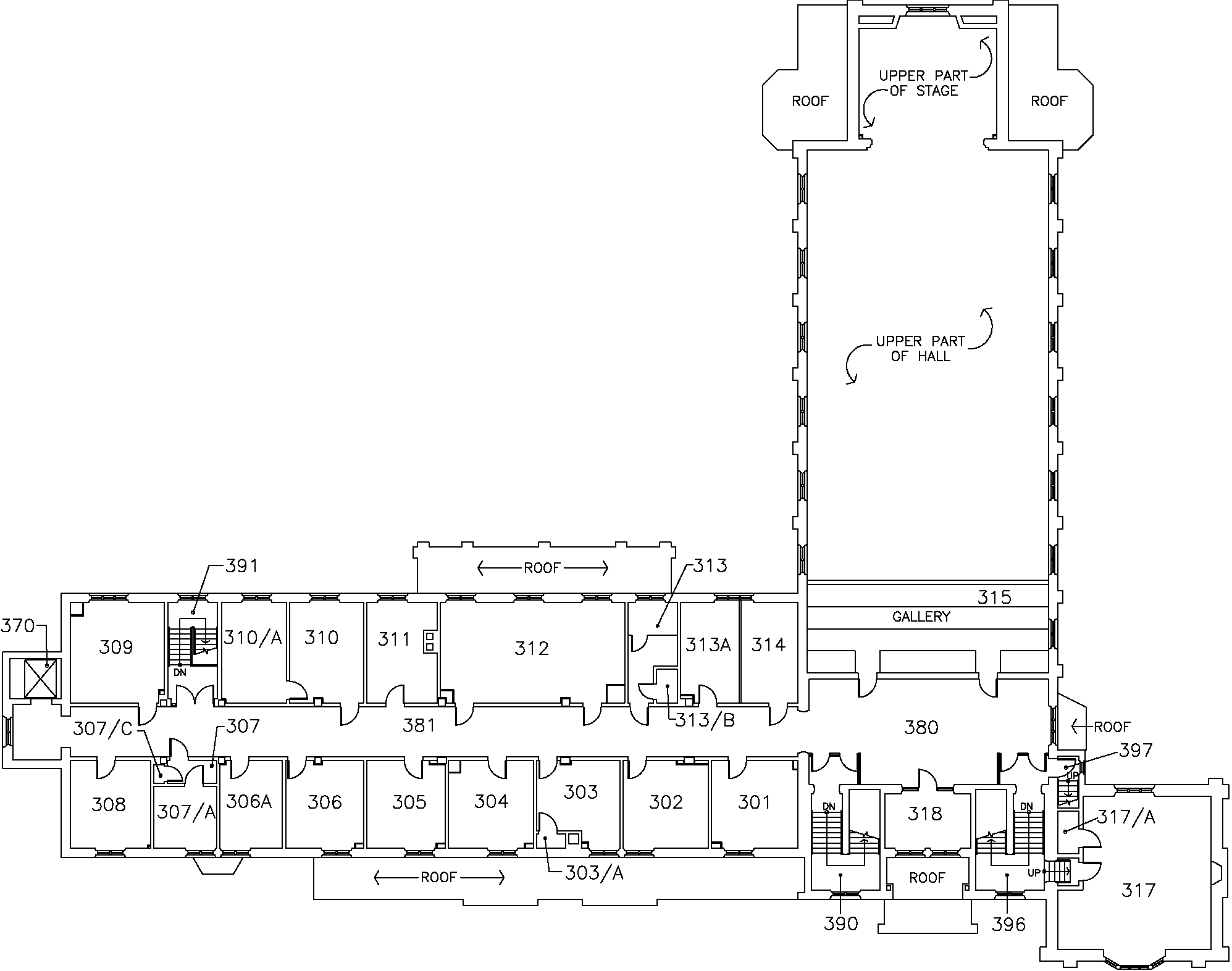 University Hall - Third Floor Map